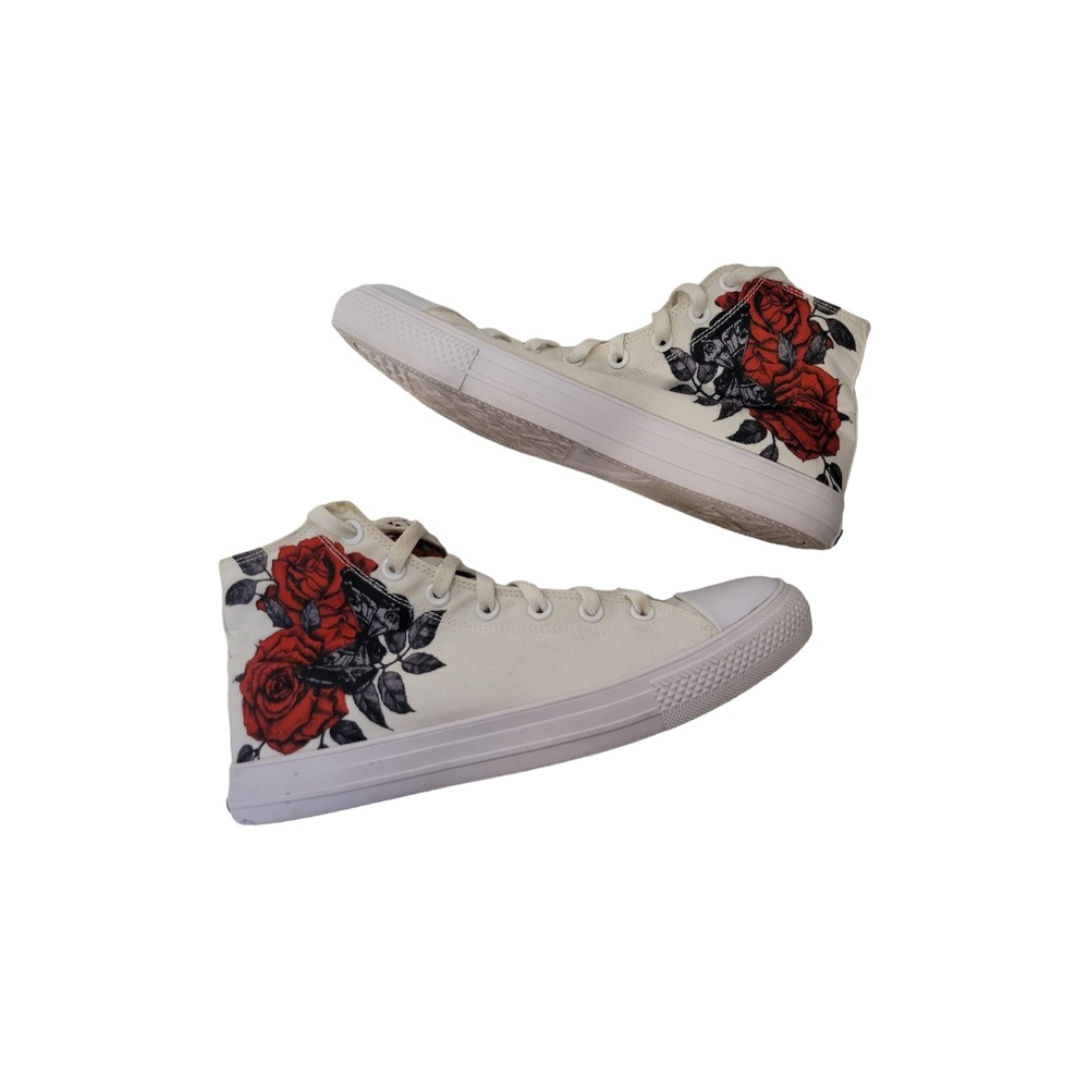 RAAD Red Rose Mid Top Fashion Sneakers Women 9.5 White